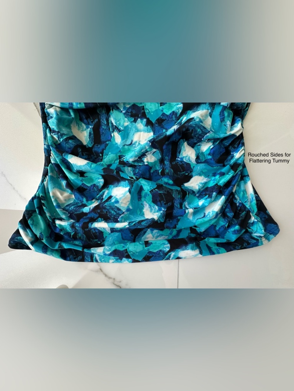 CALVIN KLEIN Tropical Waters Twist-Front Tankini Top, EUC, Sz. XL - Picture 8 of 14